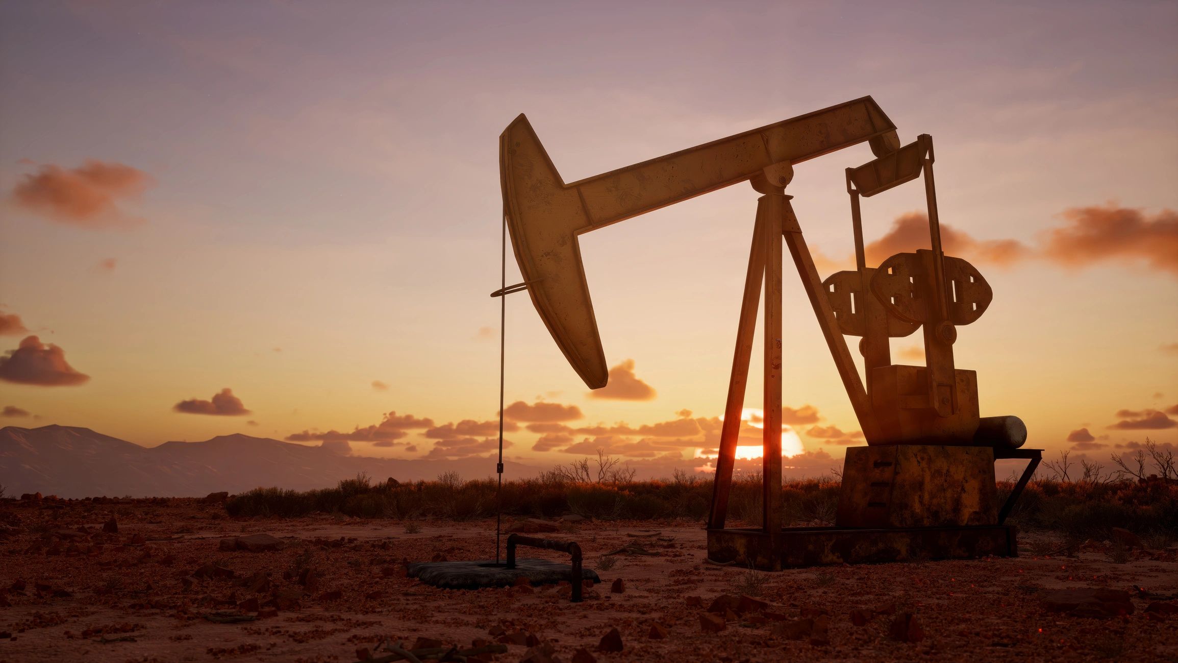 oil refinery at sunset modern